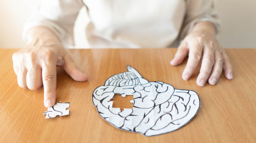 Mains de personne âgée avec un dessin représentant un cerveau Mains de personne âgée avec un dessin représentant un cerveau